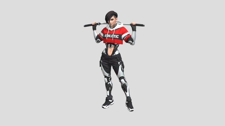 AI Cyborg Warrior with Katana 3D Model