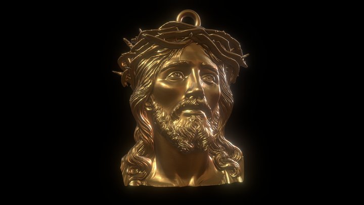 Jesus Christ Pendant with Crown of Thorns 3D Model