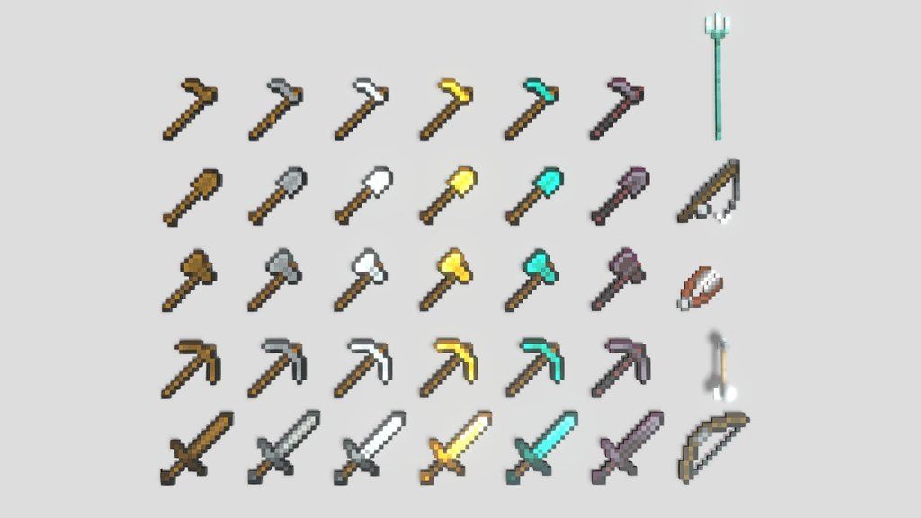 All Minecraft Tools   [ 3D Model ]