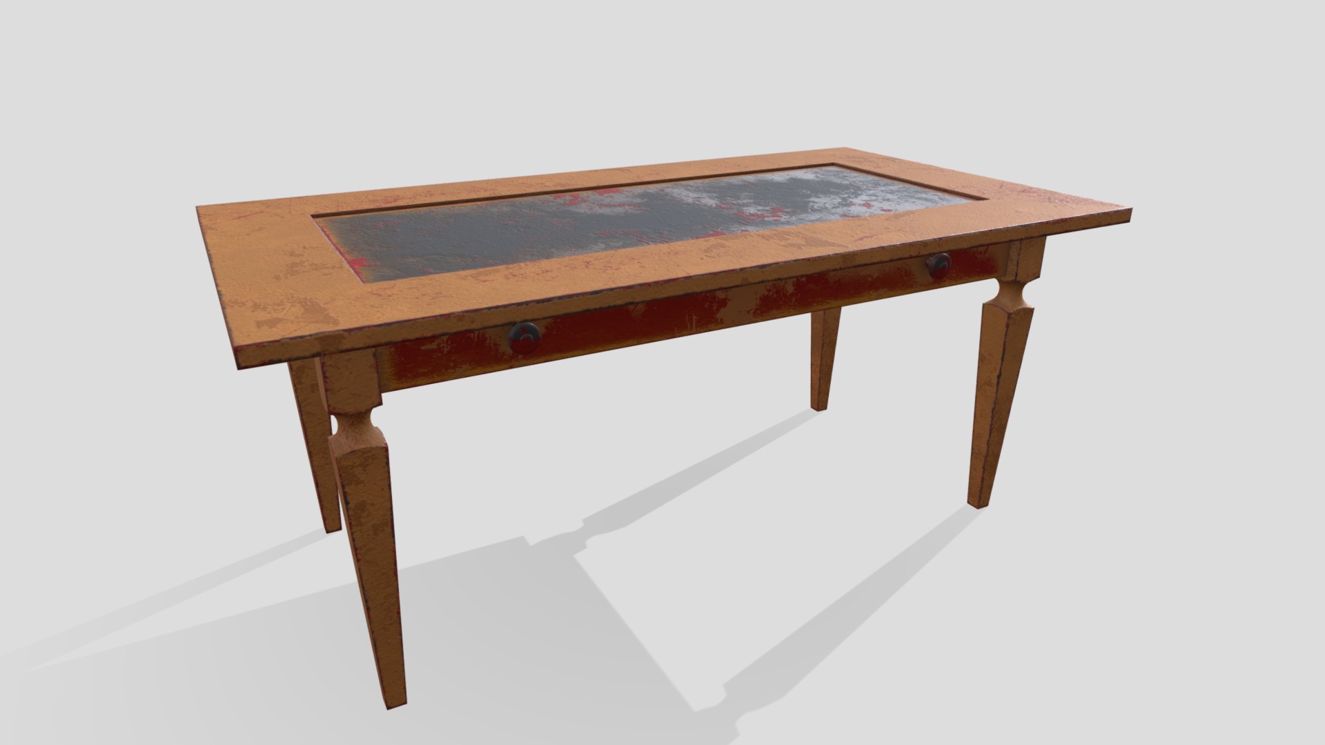 3D model Garage Table - This is a 3D model of the Garage Table. The 3D model is about a wooden table with a metal frame.
