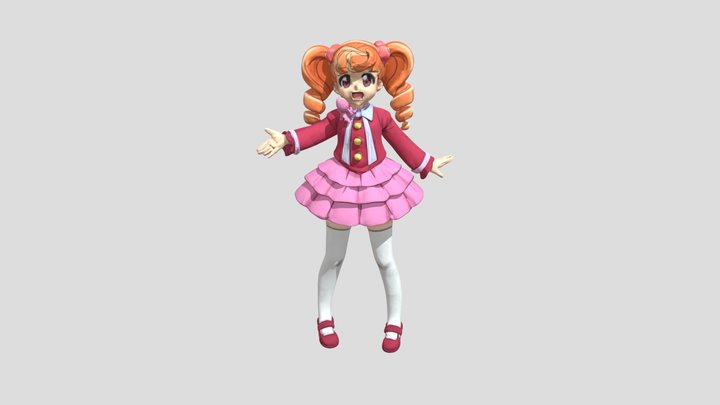 Cheerful Anime Girl 3D Model
