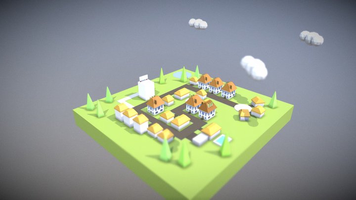 Simple miniature town 3D Model