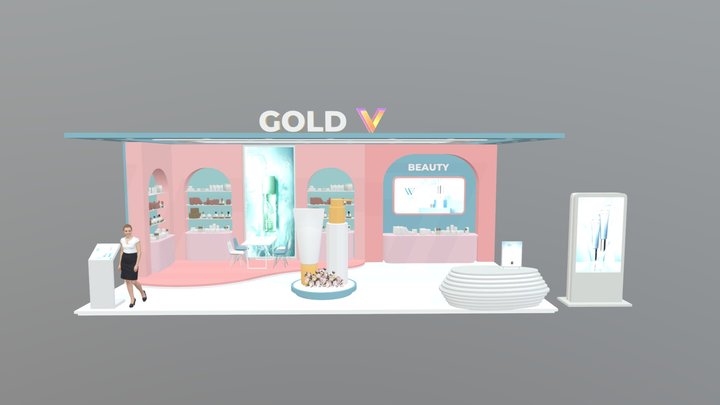 Virtual Beauty Expo - Gold Booth 3D Model