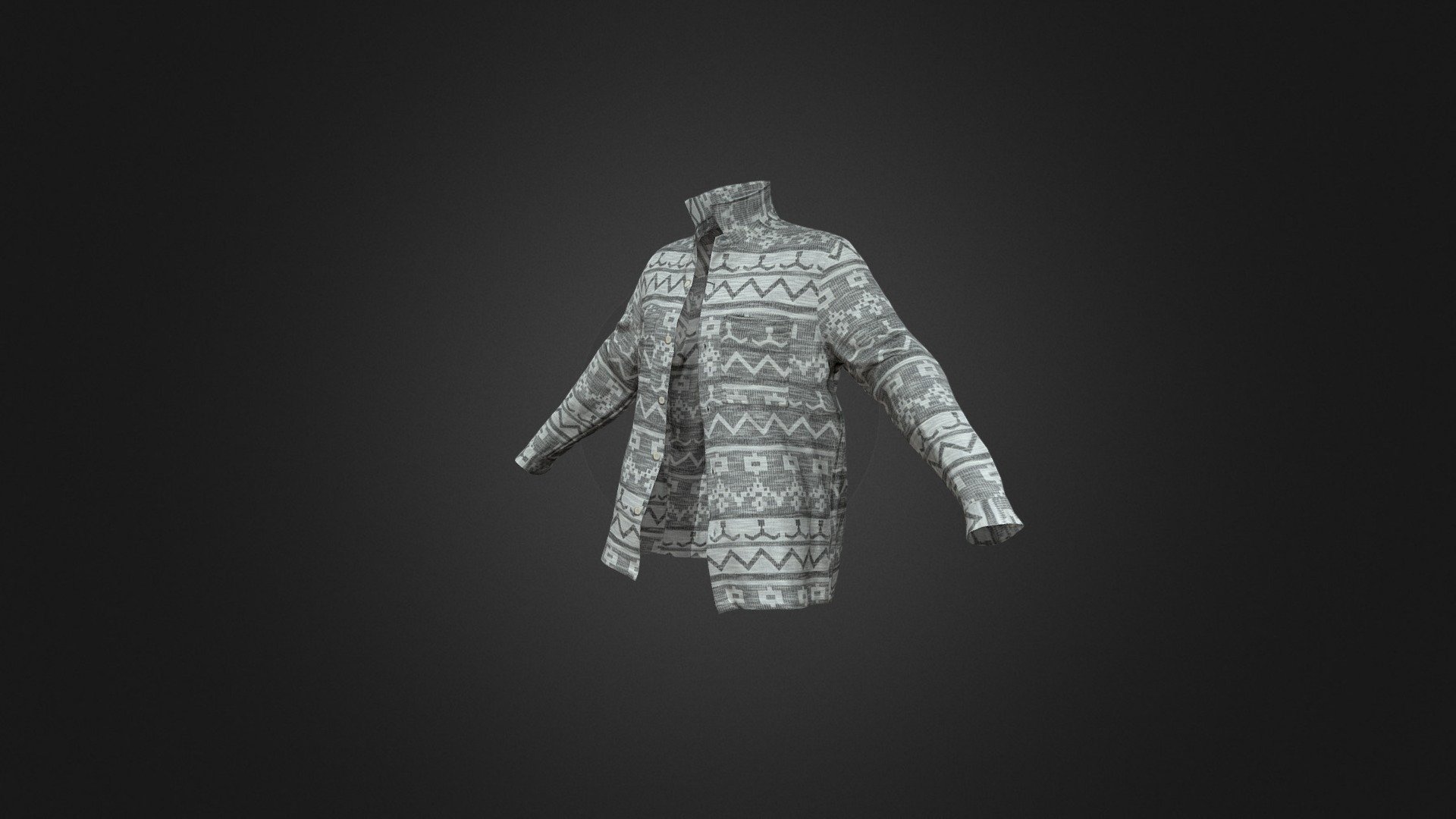 Man Grey geometric linen shirt — Sketchfab embed 3D viewer