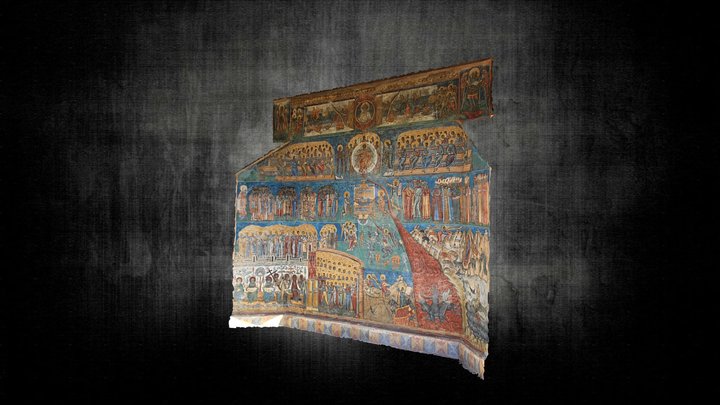 Western Wall of Voronet Painted Church 3D Model