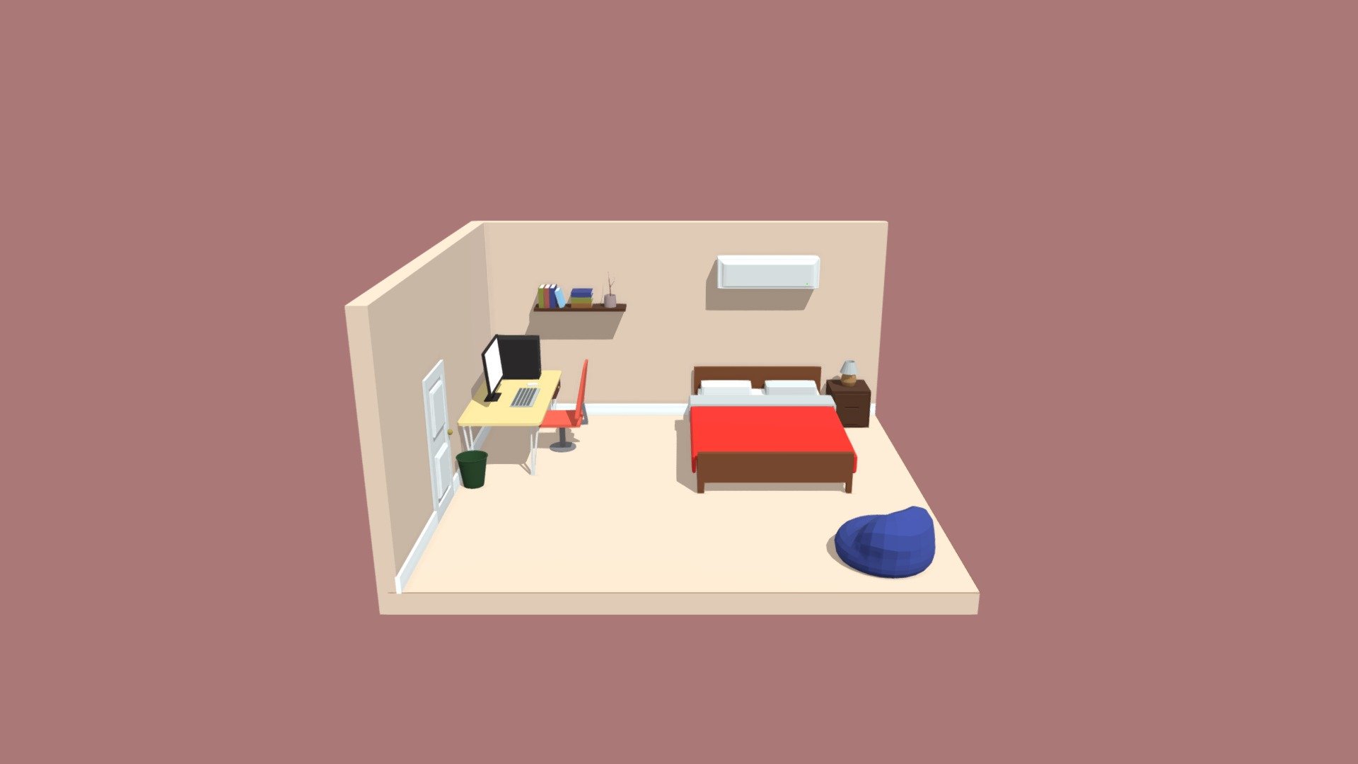 Low Poly Bedroom Download Free 3d Model By Basiccodist [e93c07b