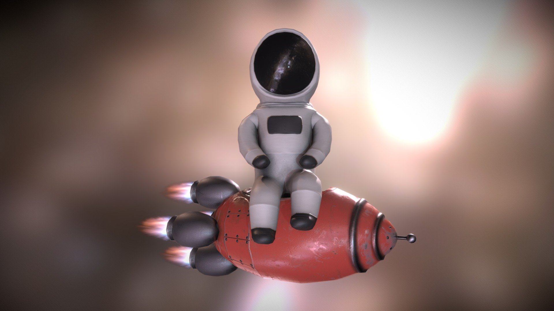 Cosmonaut on a rocket