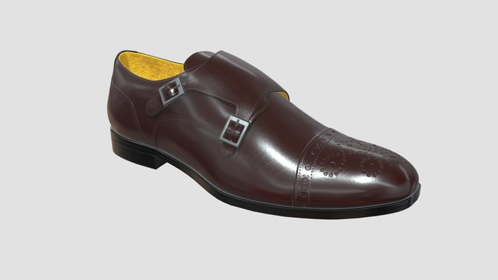 Shoe Monkstrap Half Brogue 3D Model