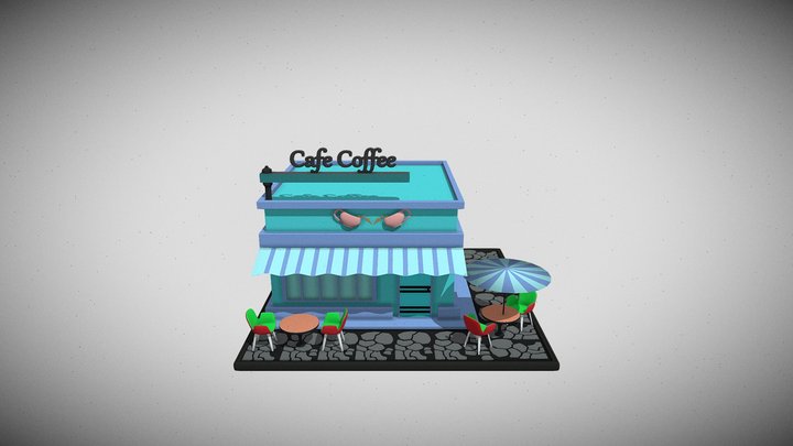 Coffee Shop | Simple Design | Low poly | Shops 3D Model