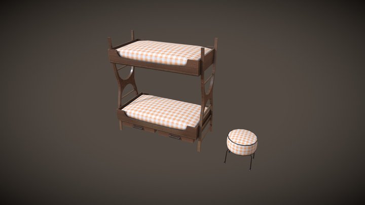 [FREE] Bunk Beds - Game Ready Low Poly Model 3D Model
