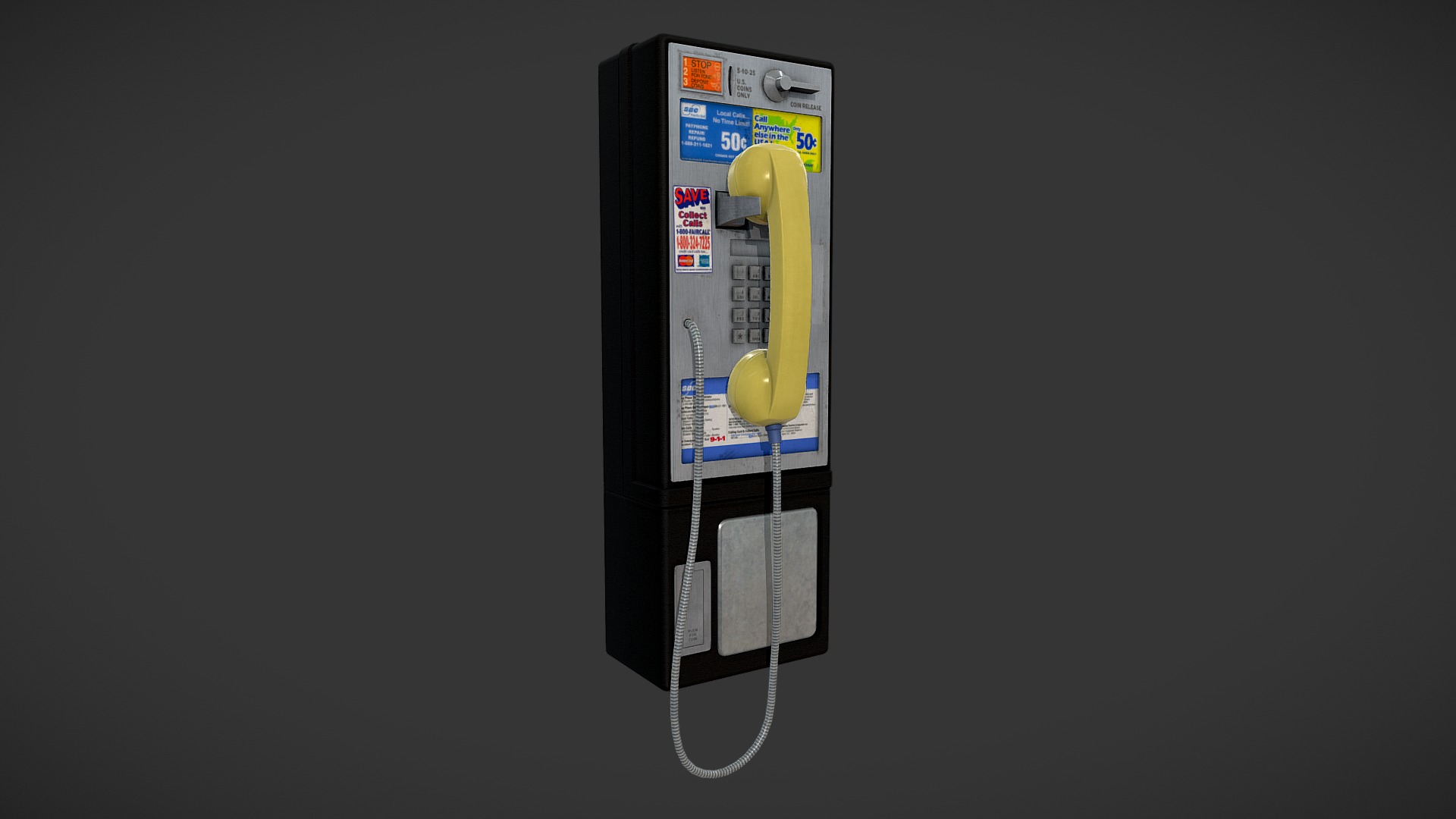 3D model Payphone - This is a 3D model of the Payphone. The 3D model is about a yellow and white telephone.