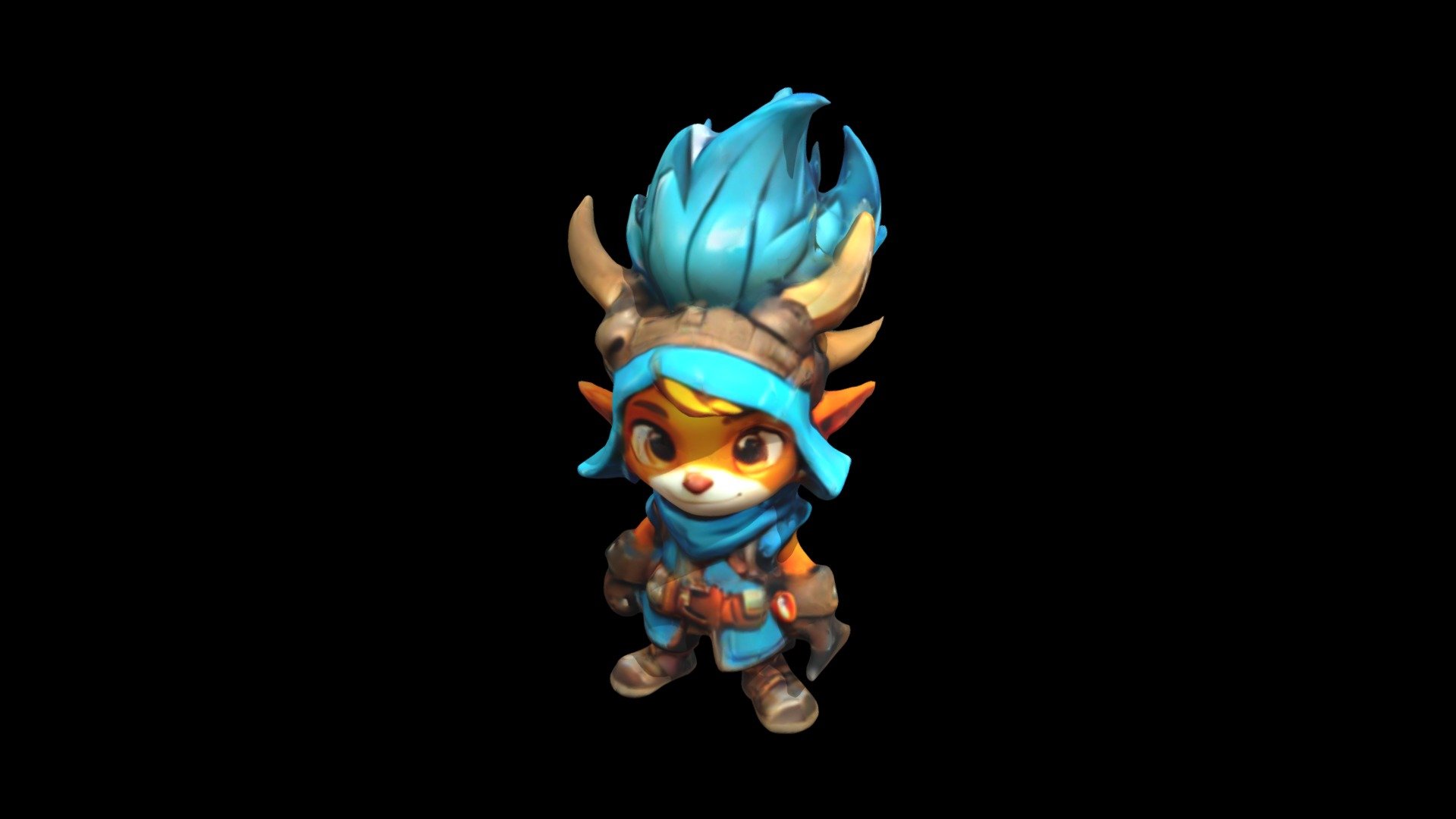 a cartoon character with horns and blue hair - Download Free 3D model ...