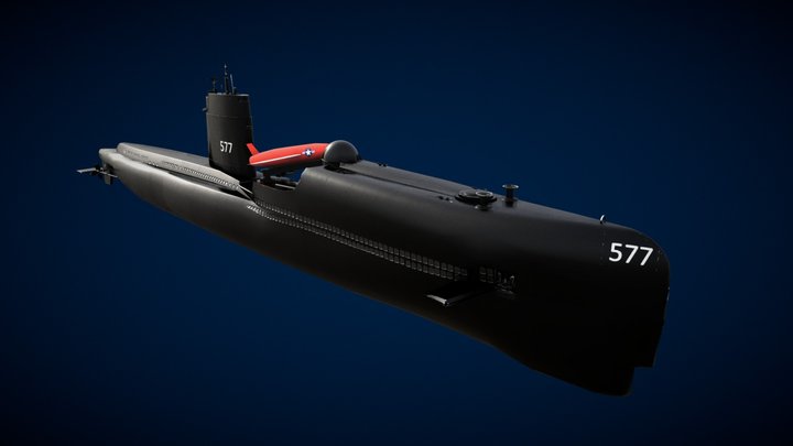 USS Growler SSG-577 submarine 3D Model