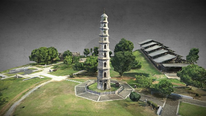 Jizhou Kiln Ruins Park Hongkaku Temple Tower 3D Model