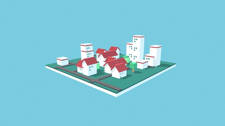 Minimal Town 3D Model