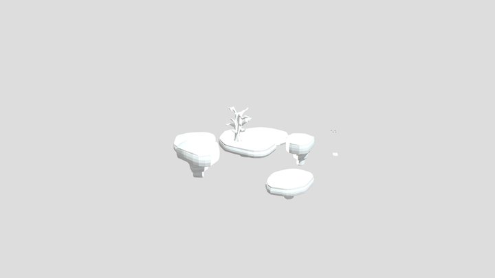 Floating Islands with dead tree and basket 3D Model