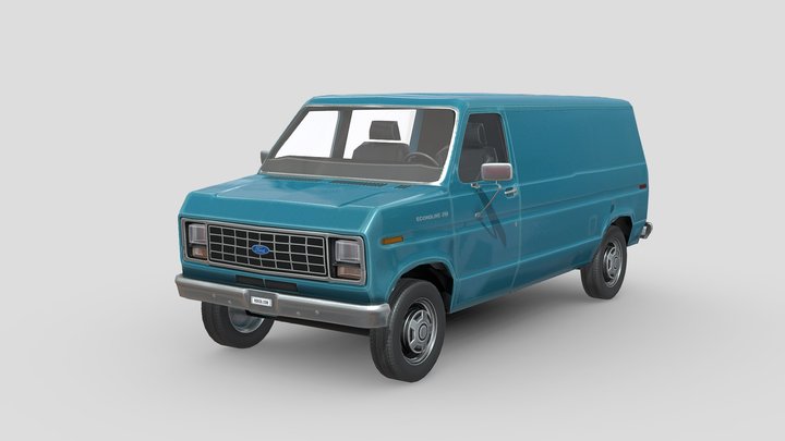 Low Poly Car - Ford E-Series Econoline 1986 3D Model