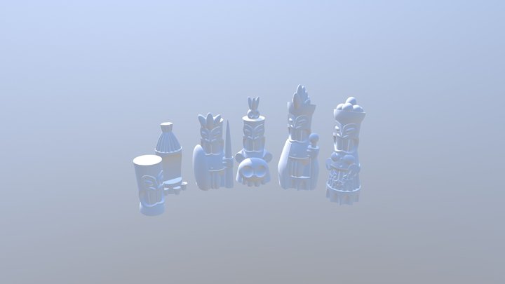 Copy Of Full Tiki #chess Set 3D Model