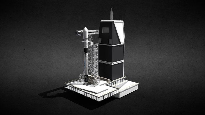 Falcon 9 & Launching Pad 3D Model