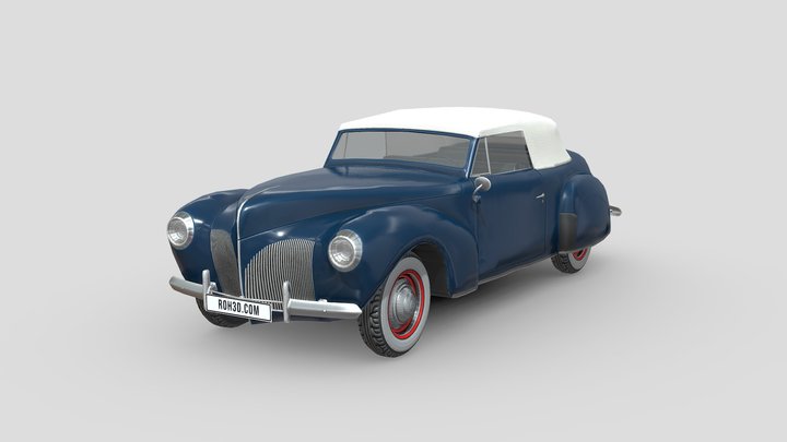 Low Poly Car - Lincoln Zephyr Continental 1939 3D Model