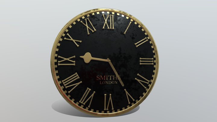 Large Clock with Roman Numerals 3D Model