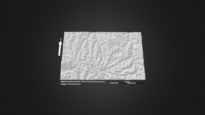 扎尕那穿越（北线）_等高地图 – Gratis 3D-model STL
