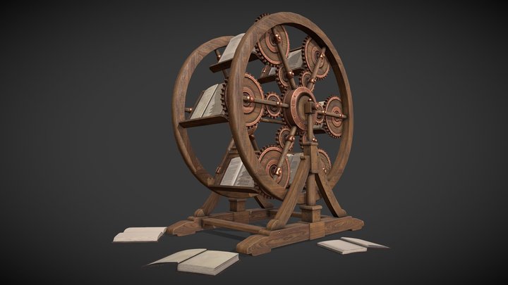 Bookwheel Steampunk 3D Model