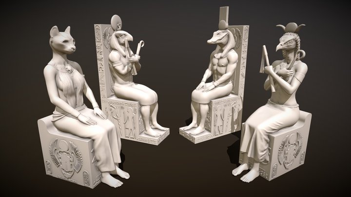 Egyptian Gods 3D Model