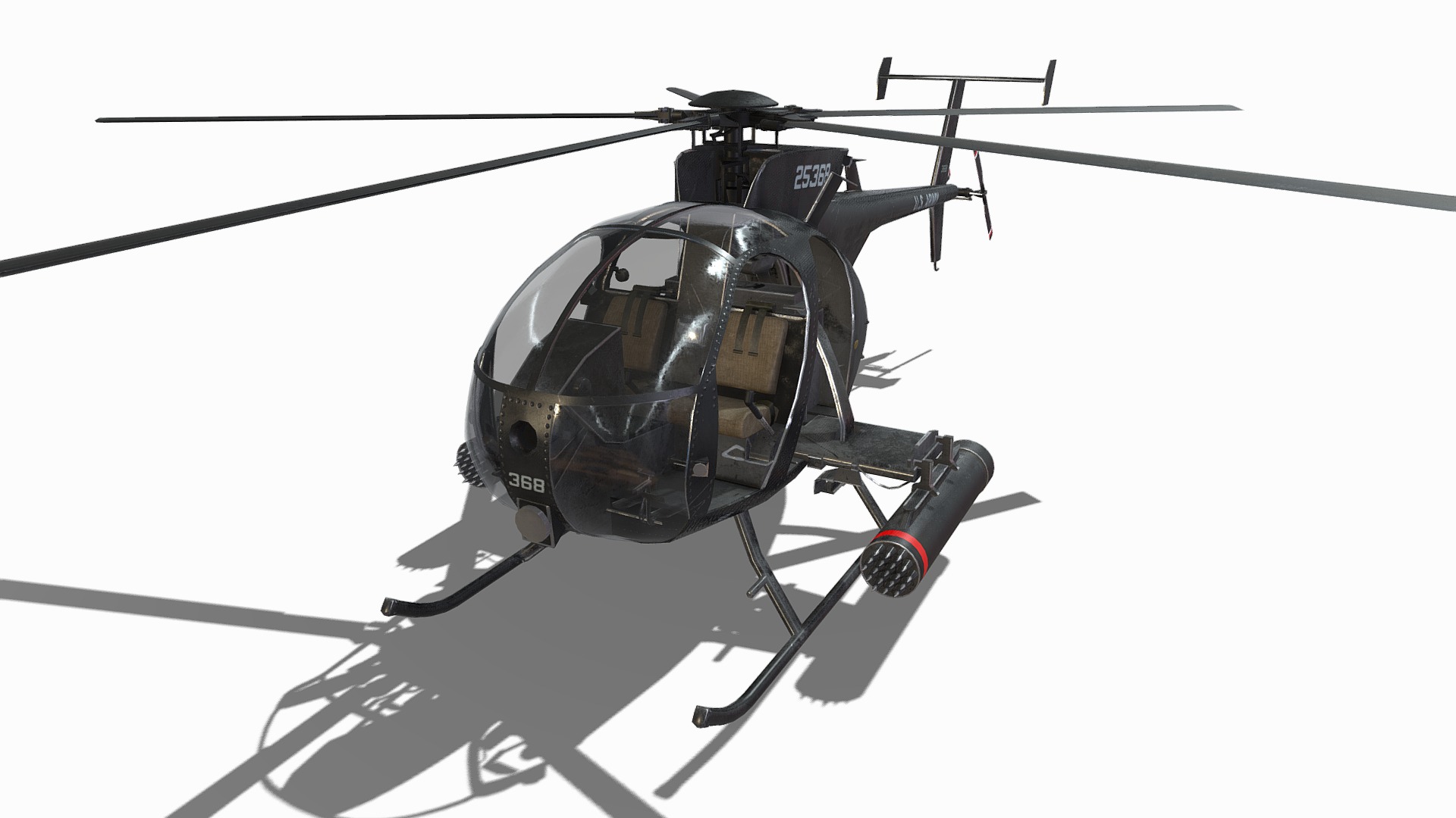 3D model MH6 Little Bird - This is a 3D model of the MH6 Little Bird. The 3D model is about a helicopter flying in the sky.