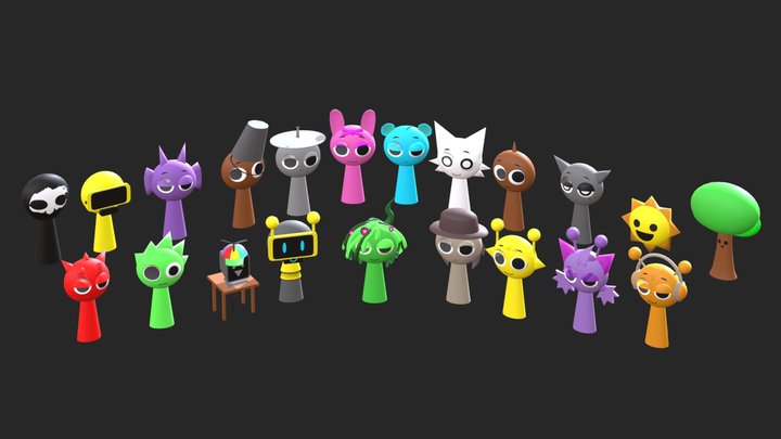 Sprunki 3D Characters 3D Model
