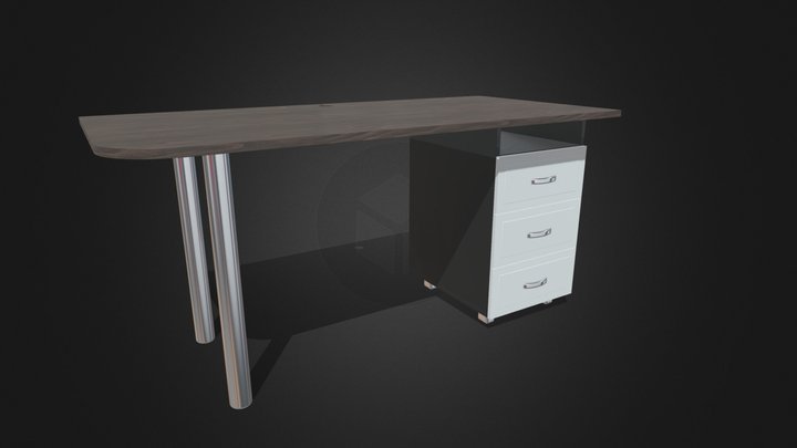 Office Desk With Drawers 3D Model
