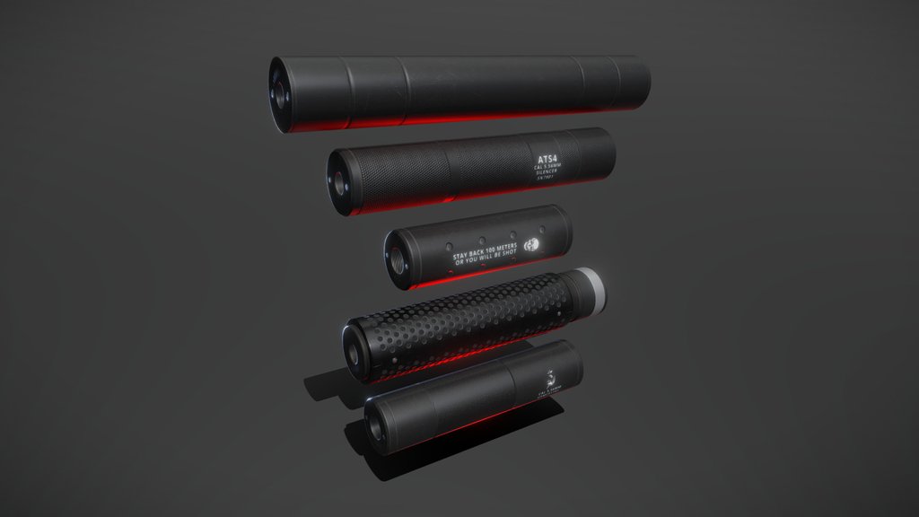 Silencers Pack 1 — low-poly props 3D model by Pedro Belthori