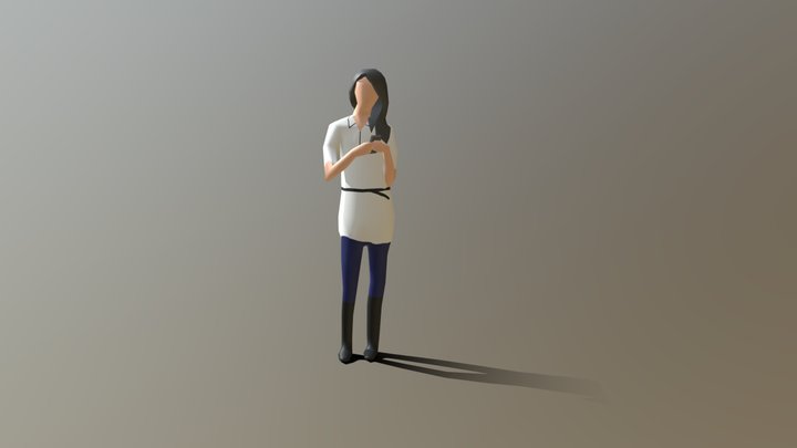 Low Poly Fashion Girl With Smartphone 3D Model