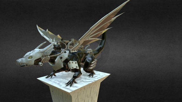 Dragon de combate sin textura 3D Model