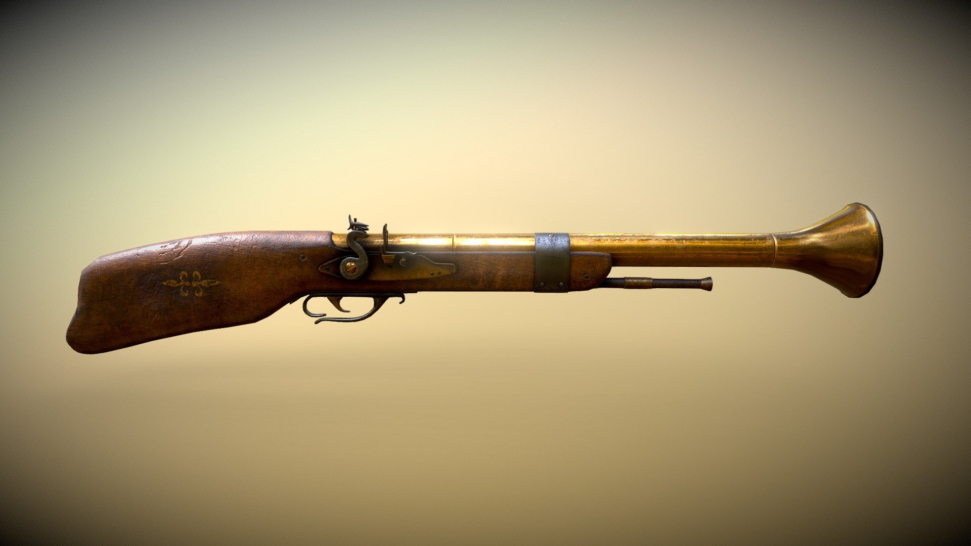 3D model Pirate Blunderbuss VR / AR / low-poly