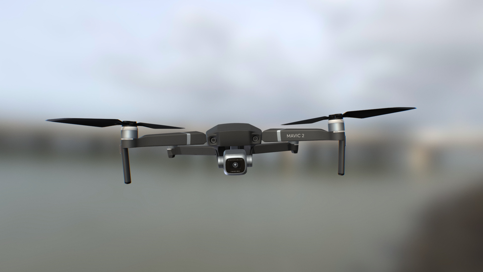 3D model DJI Mavic 2 Pro - This is a 3D model of the DJI Mavic 2 Pro. The 3D model is about a drone flying in the sky.