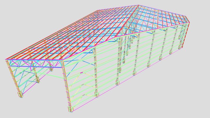 Metal Frame for a Straw Storage Warehouse 3D Model