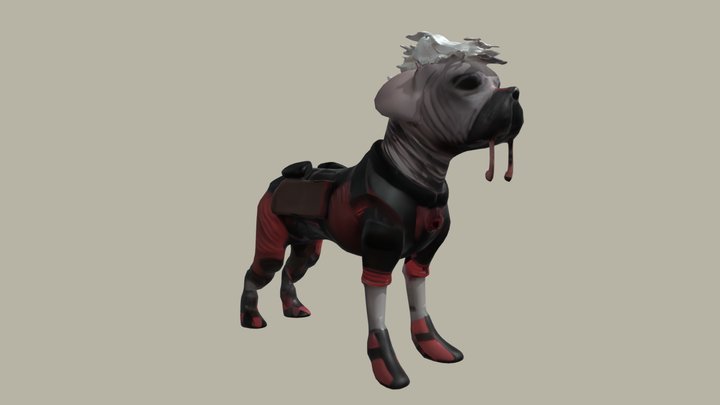 Canine-like sci-fi character with robotic suit 3D Model