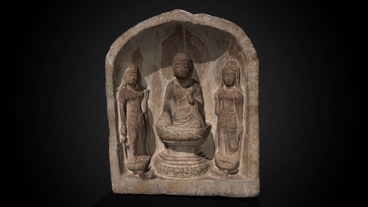 Votive stele - Buddha and two Bodhisattvas