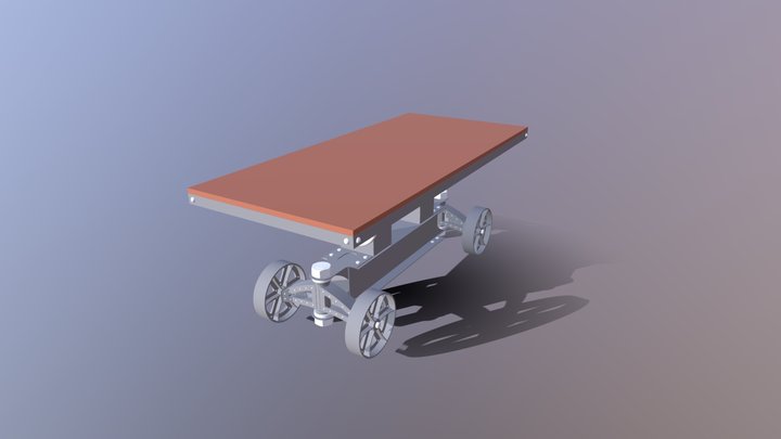Industrial Table On Wheels 3D Model