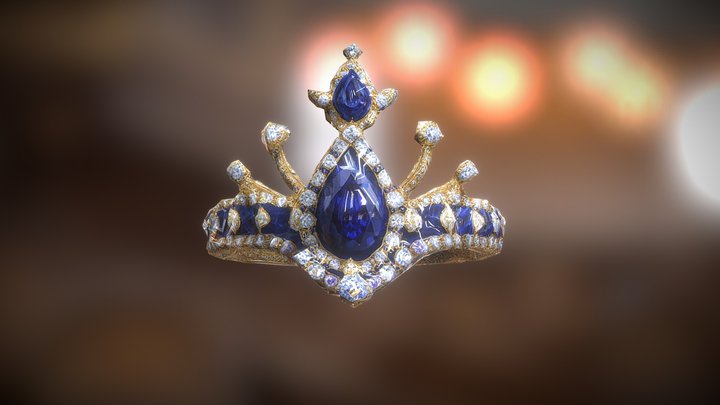 Low Poly Royal Sapphire Tiara