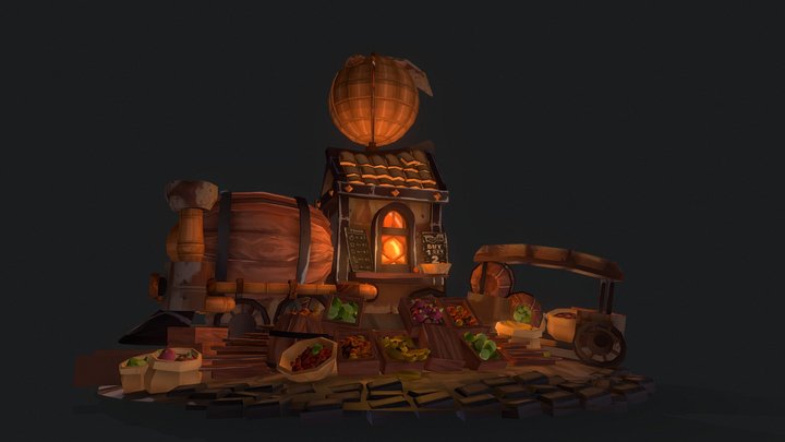 Steamy Fruit Shop - DAE Bazaar 3D Model