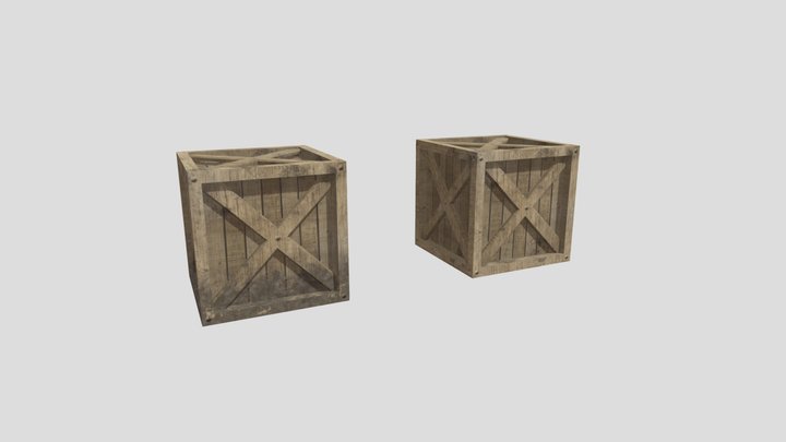 Wooden crates with crossed planks 3D Model
