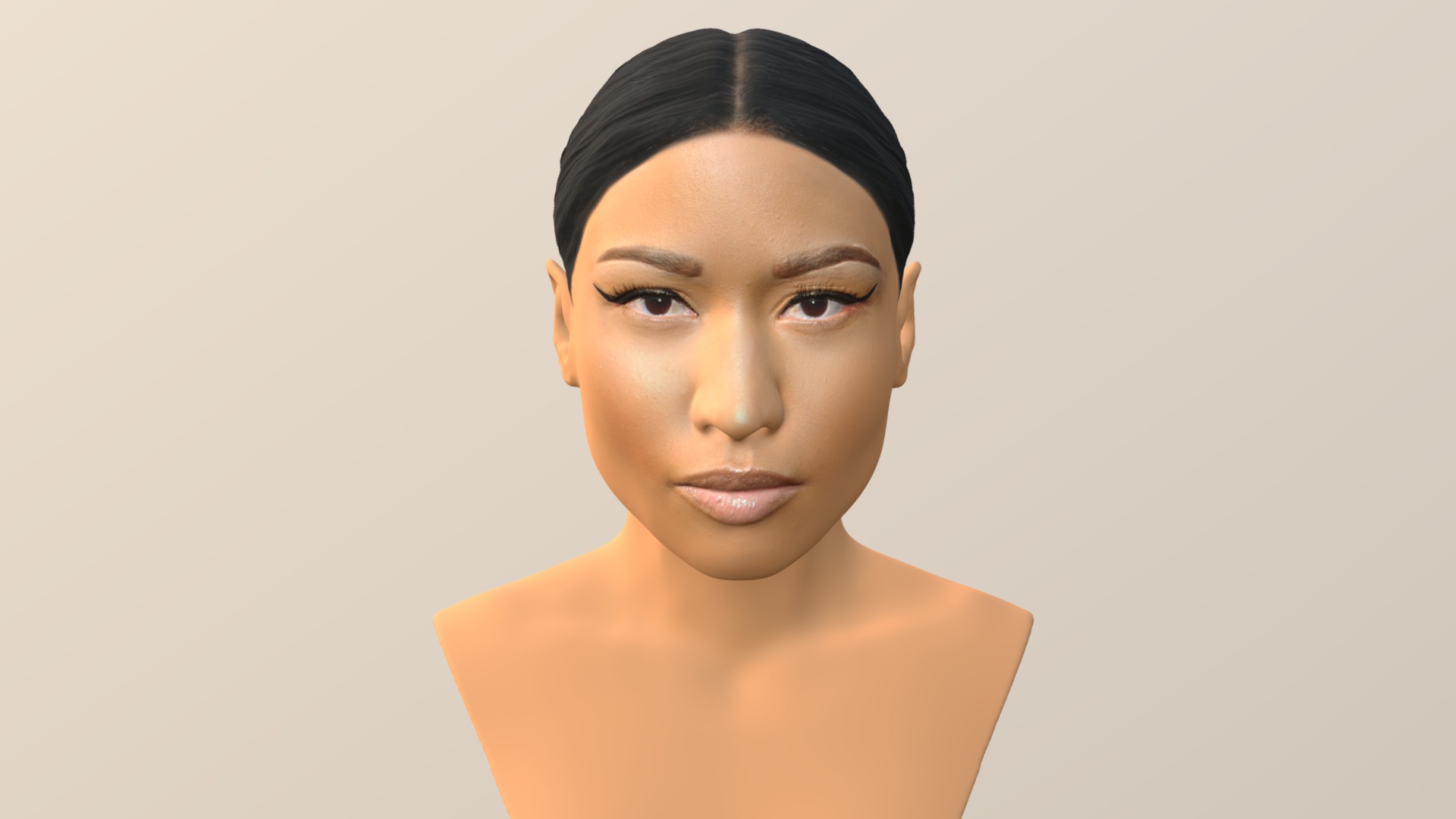 3D model Nicki Minaj bust for full color 3D printing - This is a 3D model of the Nicki Minaj bust for full color 3D printing. The 3D model is about a woman with short black hair.