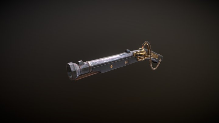 Japanese Matchlock Pistol 3D Model