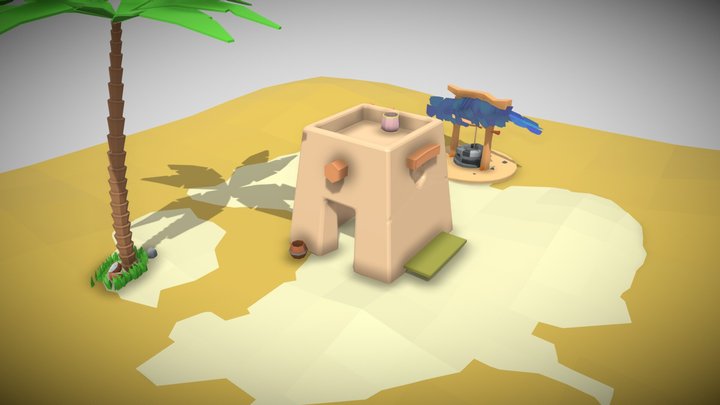 Pack Desert House lowpoly 3d model 3D Model