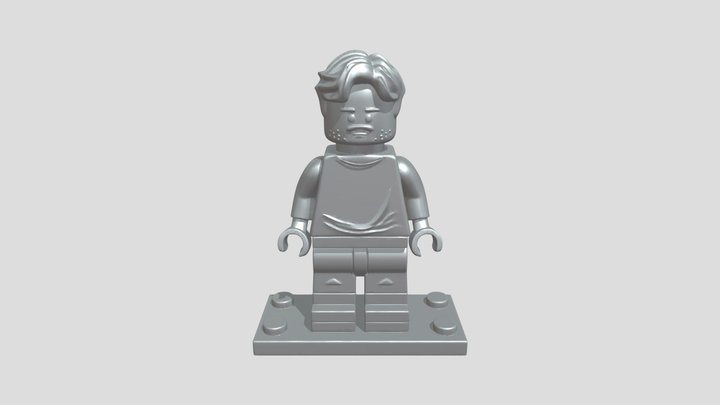 Male LEGO minifigure with brown hair 3D Model