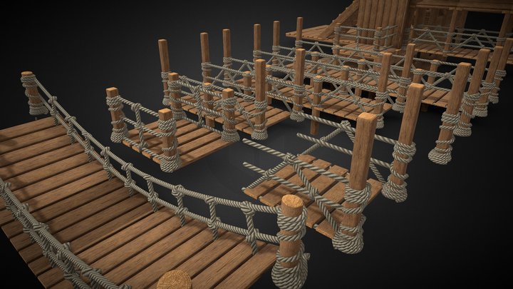 Modular Wooden Fort Pack [30+ Components] 3D Model
