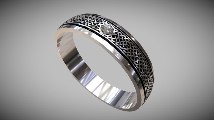 Nordic Silver Ring Celtic Knots Low-Poly 3D Model