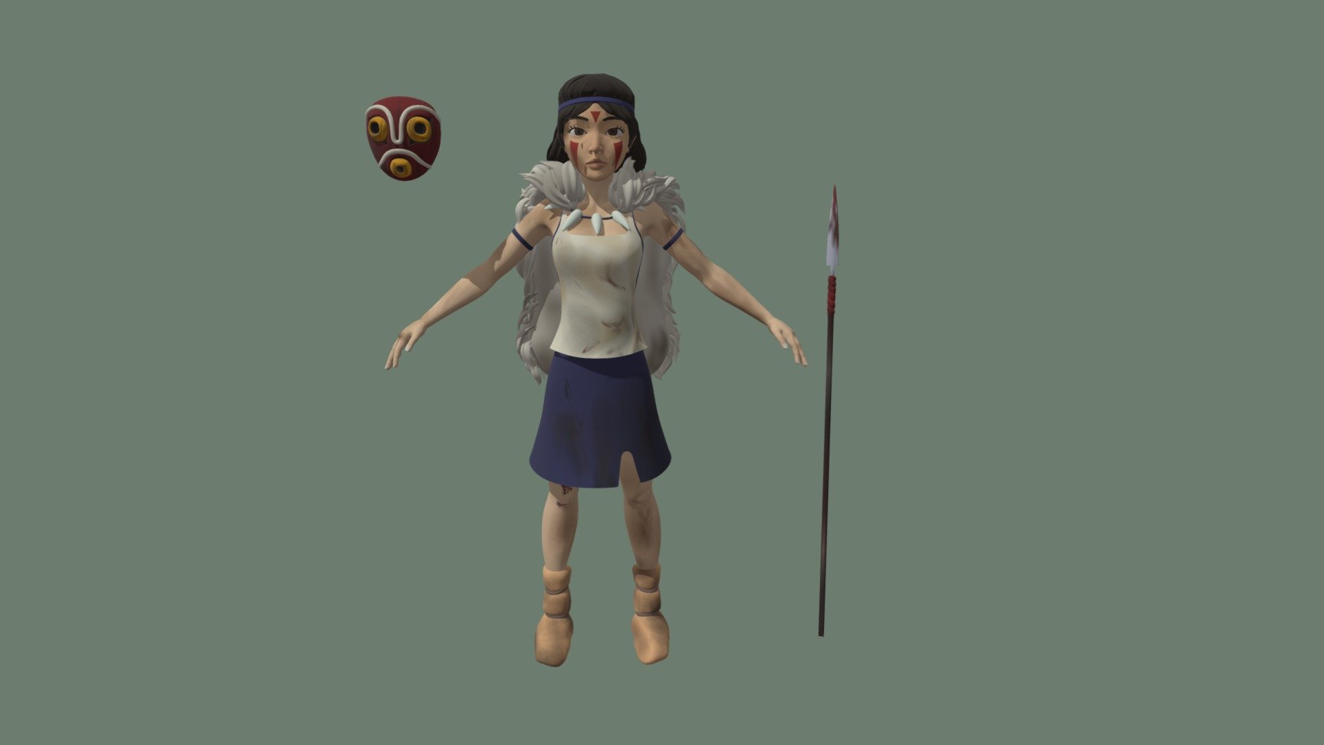 San, Princess Mononoke - 3D model by alfrefi (@alfrefi) [e991a9e]
